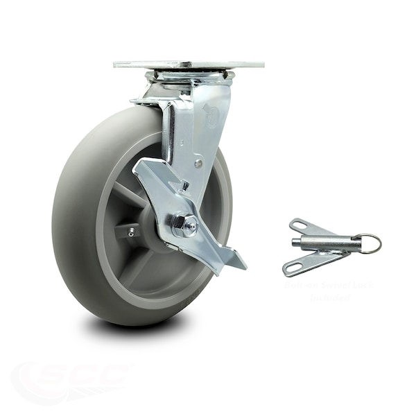 Lavex Lodging Housekeeping Cart Caster - Swivel with Brake and Swivel Lock - SCC